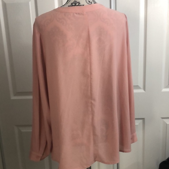 Eloquii Pink Black Hidden Button Up Semi Sheer 16 - Picture 5 of 7